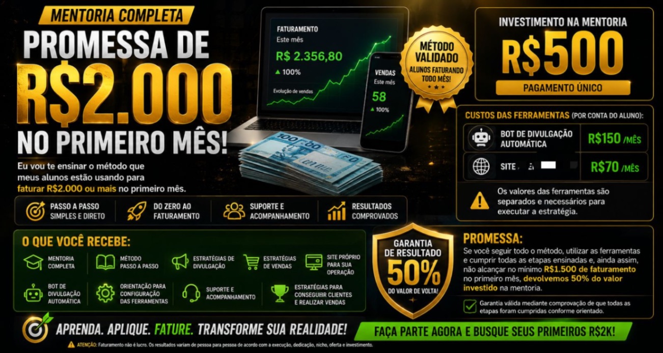 MENTORIA FAÇA 2K NO PRIMEIRO MÊS (GARANTIDO)